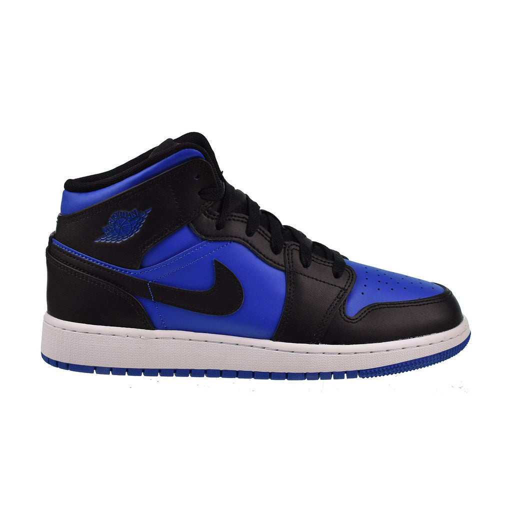 Jordan 1 Mid (GS) Big Kids' Shoes Black-Royal Blue 