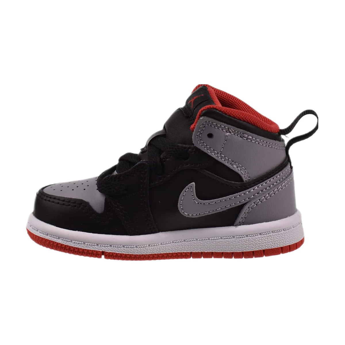 Jordan 1 Mid (TD) Toddler Shoes Black-Cement Grey-Fire Red