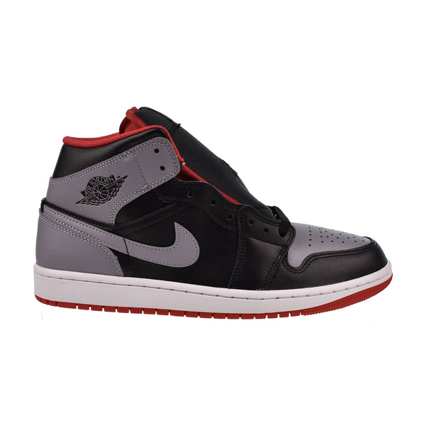Air Jordan 1 Mid Men's Shoes Black-Cement Grey-Fire Red