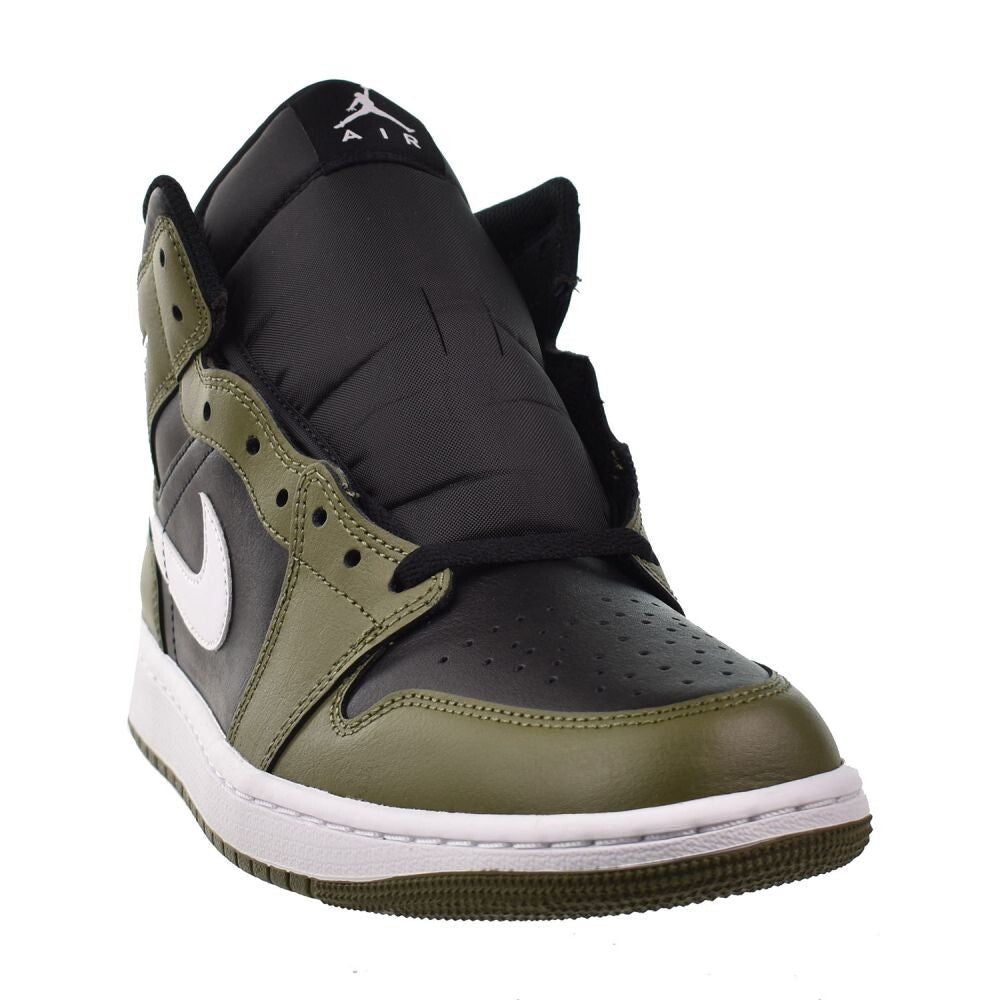 Air Jordan 1 Mid Men's Shoes Black/White-Medium Olive-Sail  dq8426-092