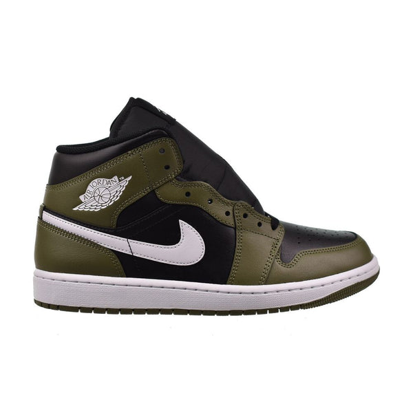 Air Jordan 1 Mid Men's Shoes Black/White-Medium Olive-Sail  dq8426-092