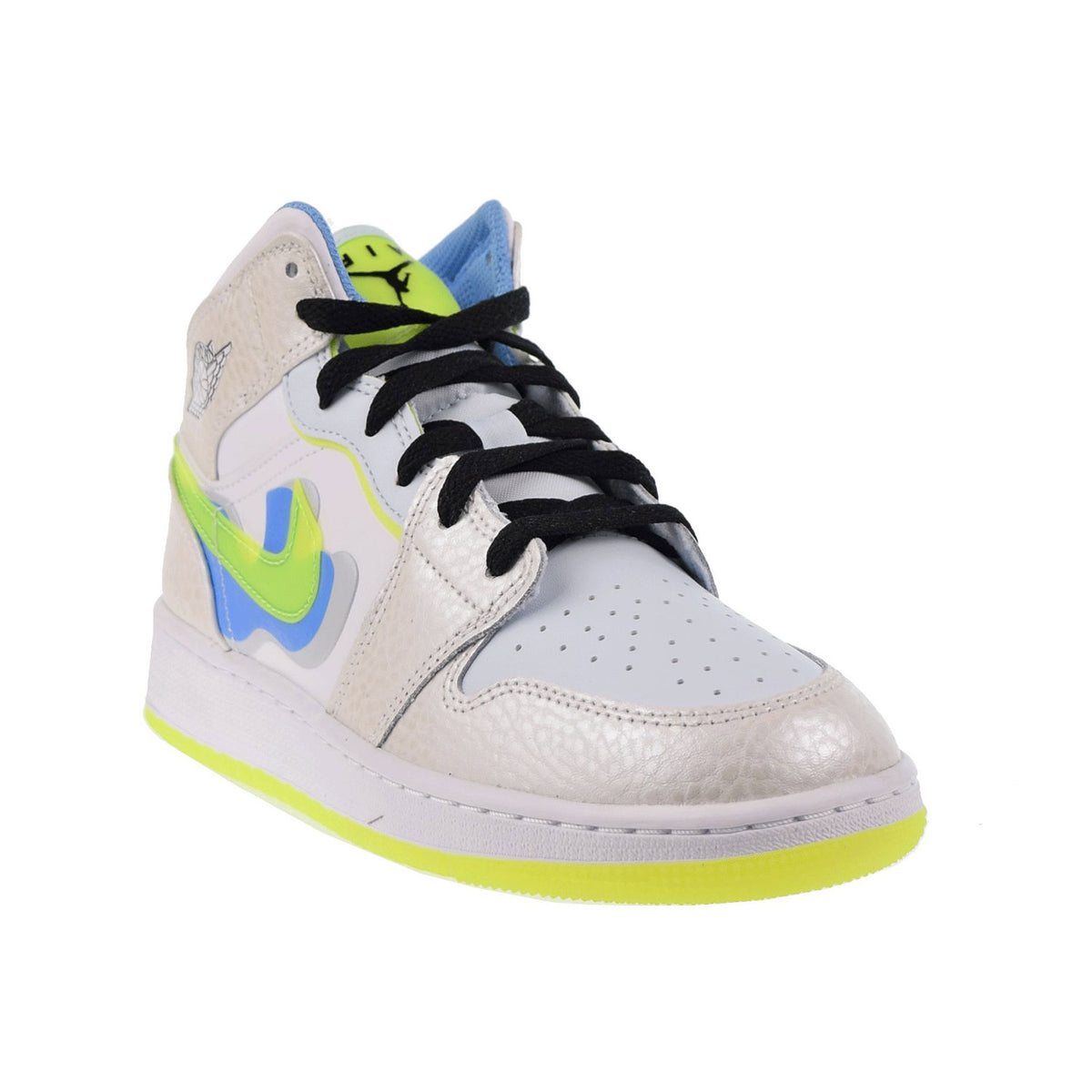 Air Jordan 1 Mid SE (GS) Big Kids' Shoes Platinum Tint-BlueTint