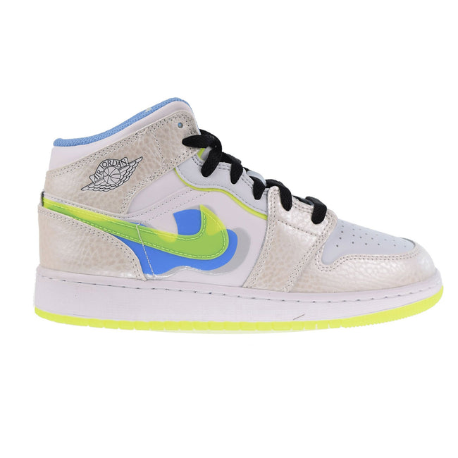 Air Jordan 1 Mid SE (GS) Big Kids' Shoes Platinum Tint-BlueTint