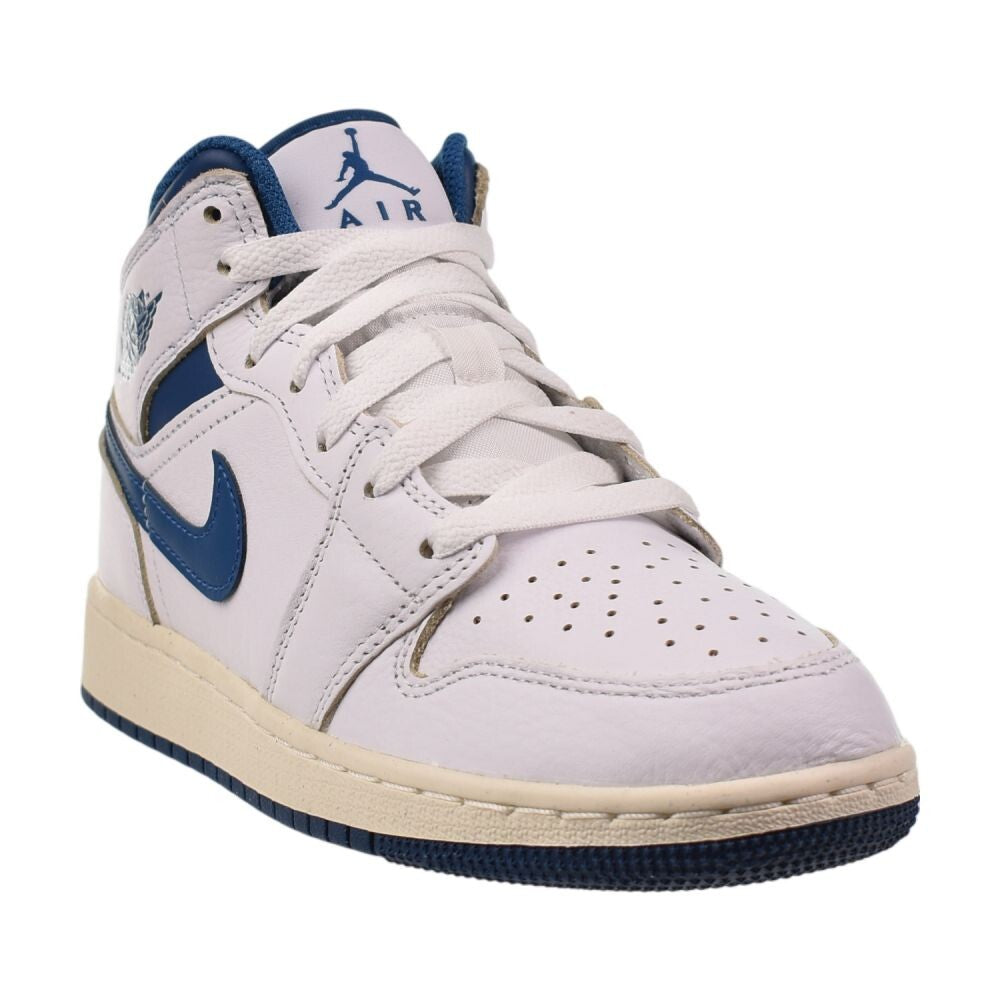 Air Jordan 1 Mid SE (GS) Big Kids' Shoes White/Industrial Blue fn7432-141
