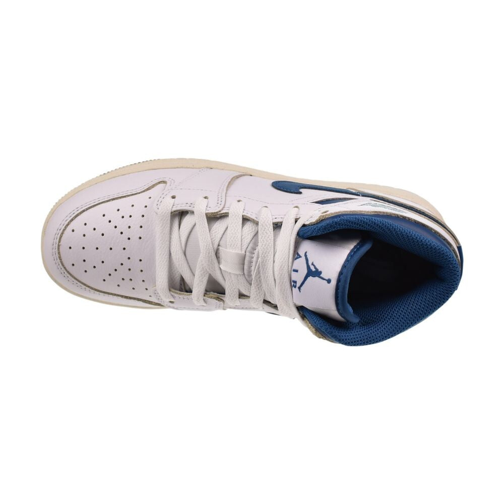 Air Jordan 1 Mid SE (GS) Big Kids' Shoes White/Industrial Blue fn7432-141