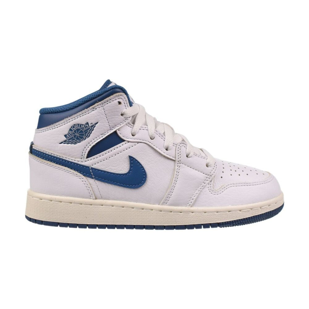 Air Jordan 1 Mid SE (GS) Big Kids' Shoes White/Industrial Blue fn7432-141