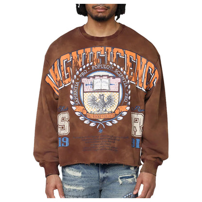 Smoke Rise Magnificence French Terry Crewneck Men's Sweatshirt Mustang fo25576-mustang