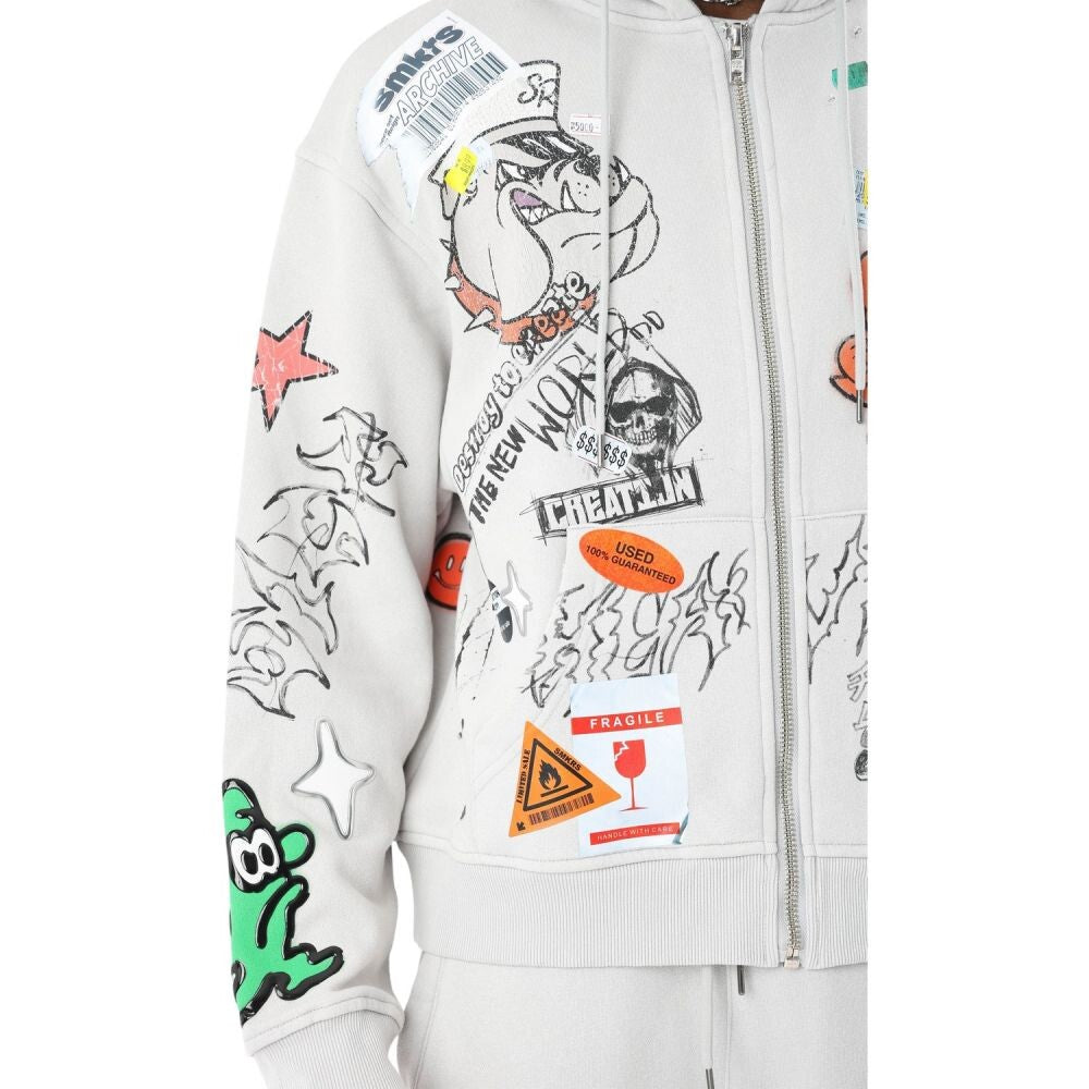 Smoke Rise Doodle Fleece Full Zip Men's Hoodie Microchip fo26f530-2ek