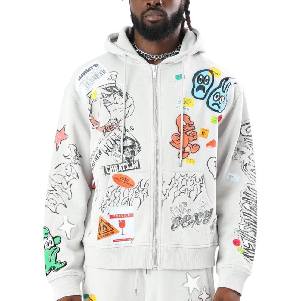 Smoke Rise Doodle Fleece Full Zip Men's Hoodie Microchip fo26f530-2ek