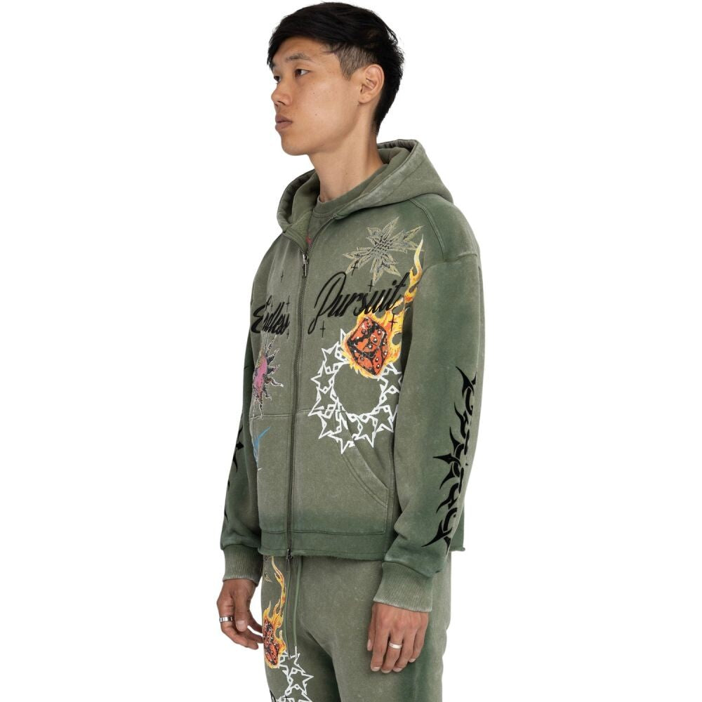 Smoke Rise Endless Pursuit Studded Men's Hoodie Army fo26f542-vintagearmy