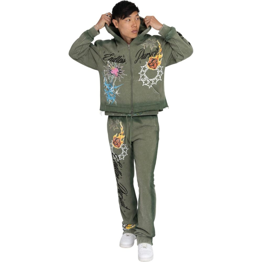 Smoke Rise Endless Pursuit Studded Men's Hoodie Army fo26f542-vintagearmy