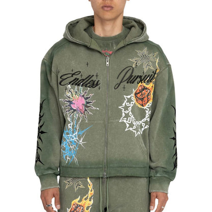Smoke Rise Endless Pursuit Studded Men's Hoodie Army fo26f542-vintagearmy