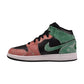Air Jordan 1 Mid SE (GS) Big Kids' Shoes Black/Pine Green Red fq1292-003