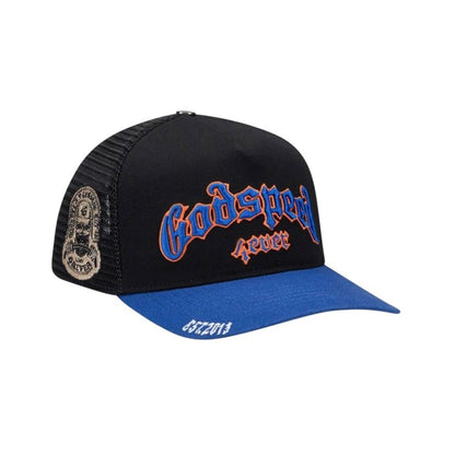 Godspeed Forever Trucker Men's Snapback Hat Black/Blue/Orange gdspd13-bo