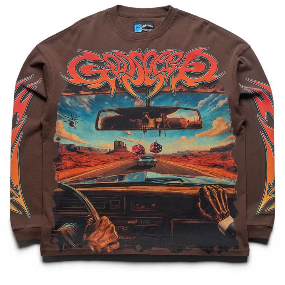 Godspeed On The Run L/S Men's T-Shirt Mocha gdspd22-mo