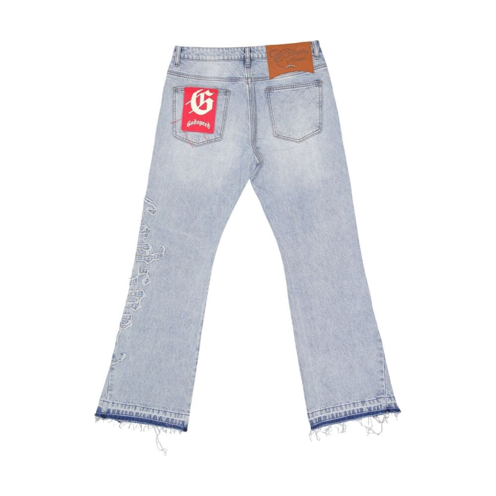 Godspeed OG Logo Flared Denim Stitched Men's Jeans Blue gdspd26-bl