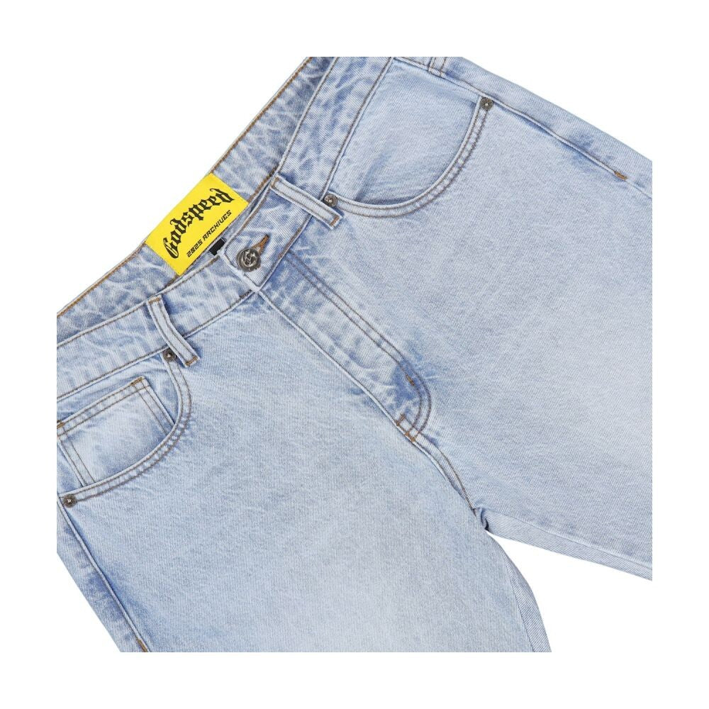 Godspeed OG Logo Flared Denim Stitched Men's Jeans Blue gdspd26-bl
