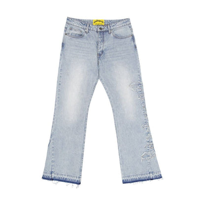 Godspeed OG Logo Flared Denim Stitched Men's Jeans Blue gdspd26-bl