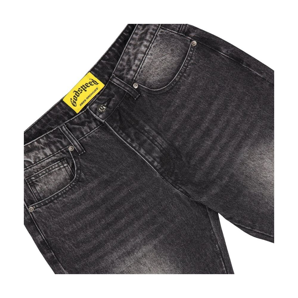 Godspeed OG Logo Flared Denim Stitched Men's Jeans Grey Wash gdspd26-gw