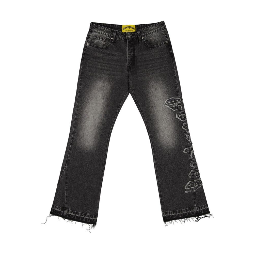 Godspeed OG Logo Flared Denim Stitched Men's Jeans Grey Wash gdspd26-gw