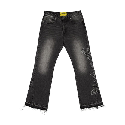 Godspeed OG Logo Flared Denim Stitched Men's Jeans Grey Wash gdspd26-gw