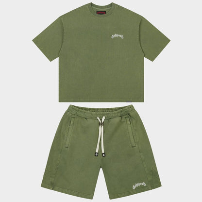Godspeed Vital Men's T-Shirt and Short Set Olive Washed gdspd53-ow