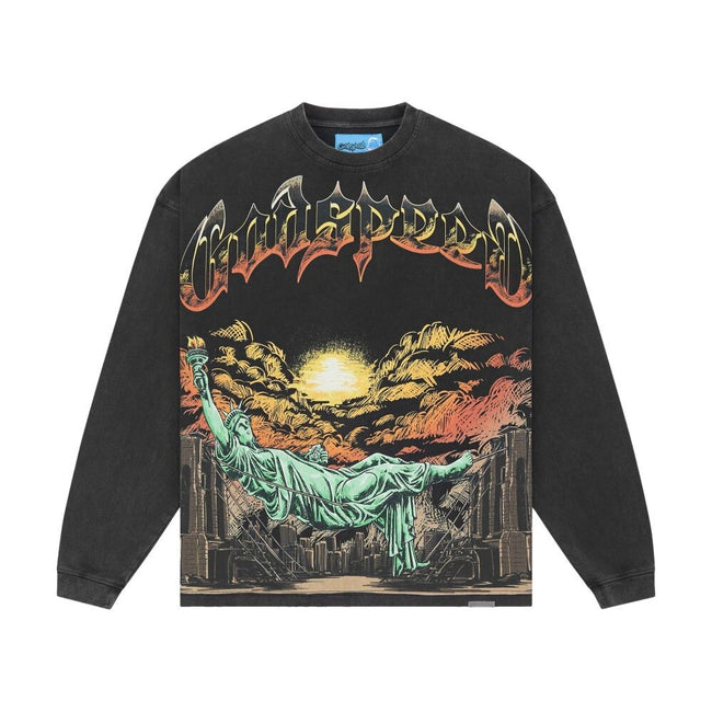 Godspeed Burnt Bridges II Men's Long Sleeve Tee Black Wash gdspd63-bw