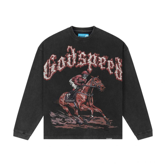 Godspeed Thoroughbred Men's Long Sleeve Tee Black Wash gdspd71-bw