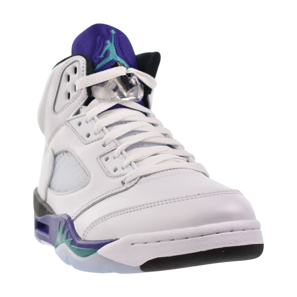 Air Jordan 5 Retro OG Men's Shoes White/Grape Ice-New Emerald hq7978-100