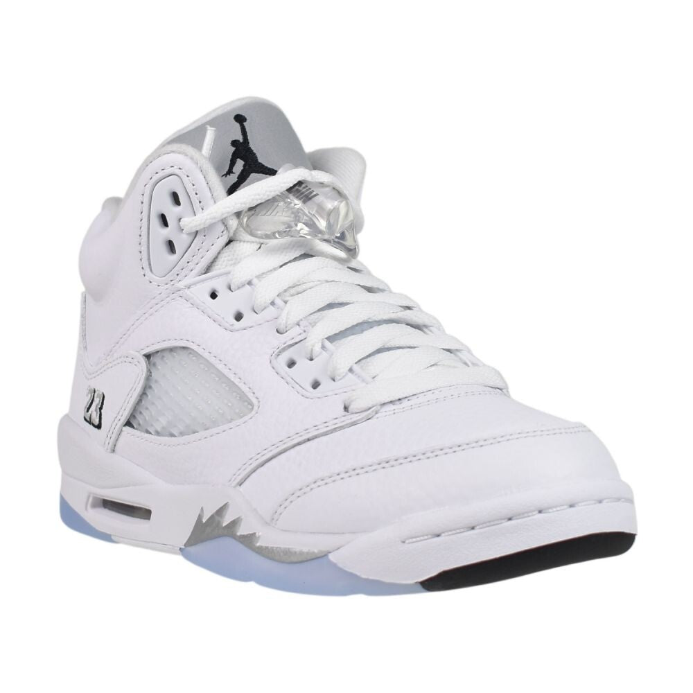 Air Jordan 5 Retro Big Kids' Shoes White/Black-Metallic Silver hq7980-103