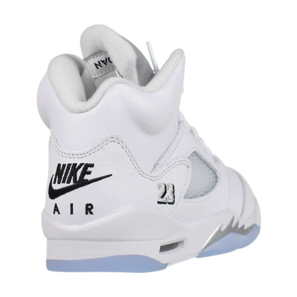 Air Jordan 5 Retro Big Kids' Shoes White/Black-Metallic Silver hq7980-103