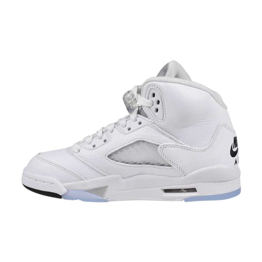 Air Jordan 5 Retro Big Kids' Shoes White/Black-Metallic Silver hq7980-103