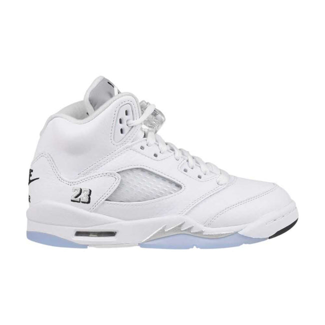 Air Jordan 5 Retro Big Kids' Shoes White/Black-Metallic Silver hq7980-103