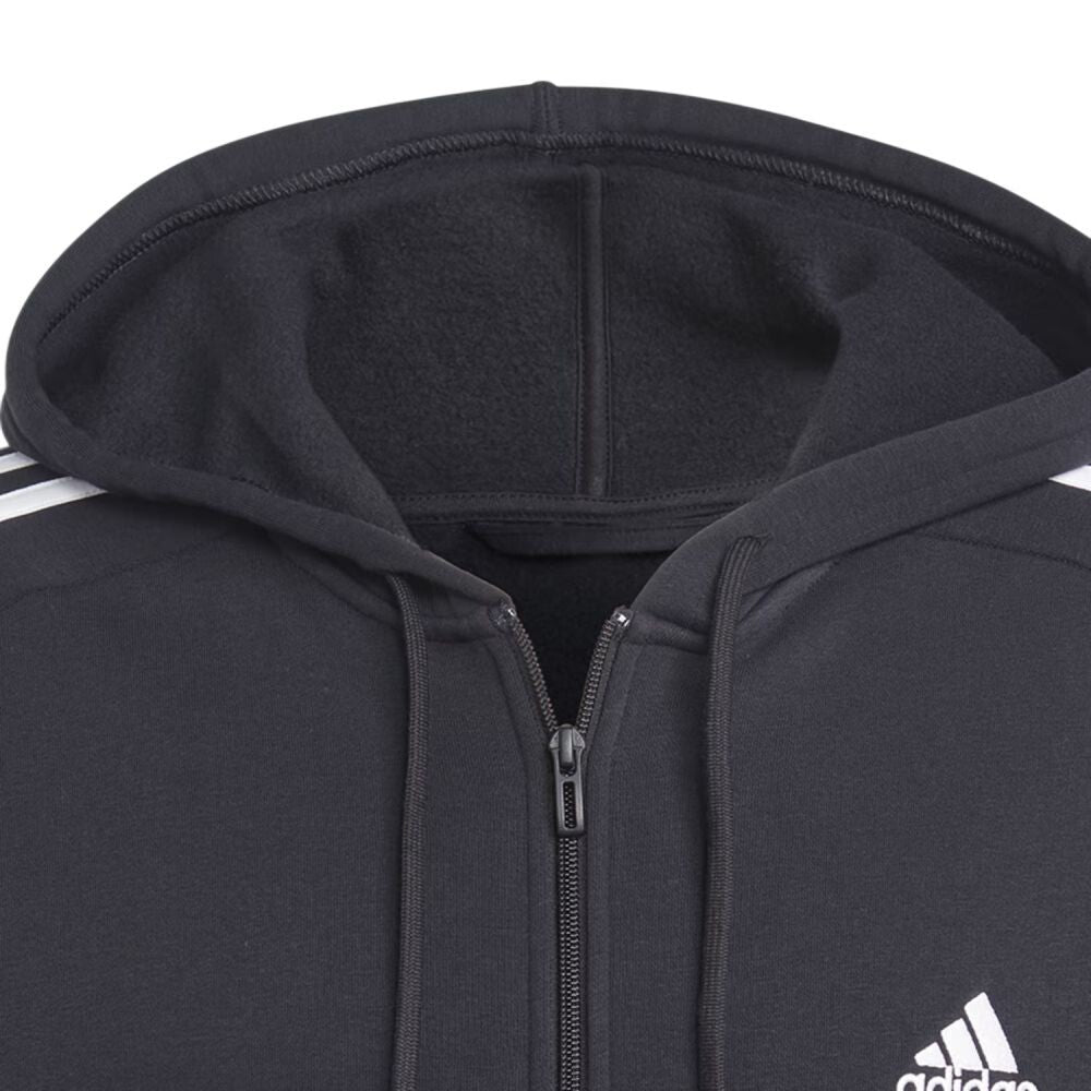 Adidas Essentials Fleece 3 Stripes Full Zip Men's Hoodie Black ib4029-black