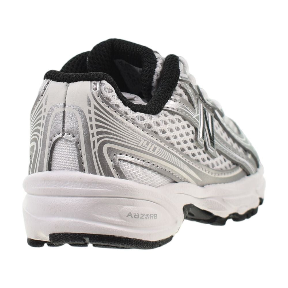 New Balance 740 Bungee Lace Toddler Shoe White/Silver Metallic iz740-nw