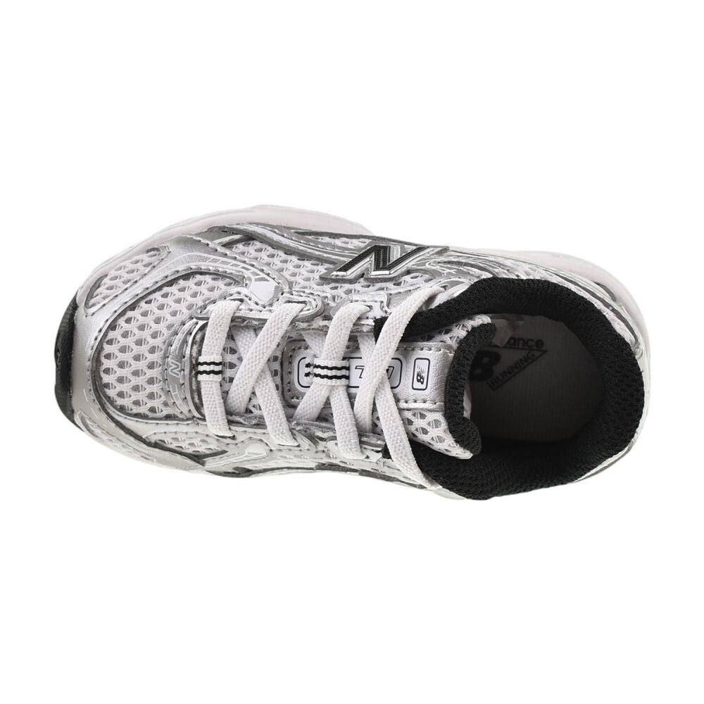 New Balance 740 Bungee Lace Toddler Shoe White/Silver Metallic iz740-nw