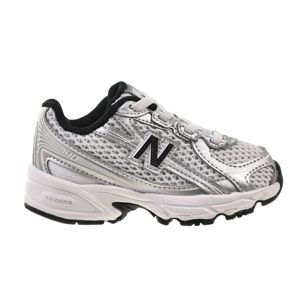 New Balance 740 Bungee Lace Toddler Shoe White/Silver Metallic iz740-nw