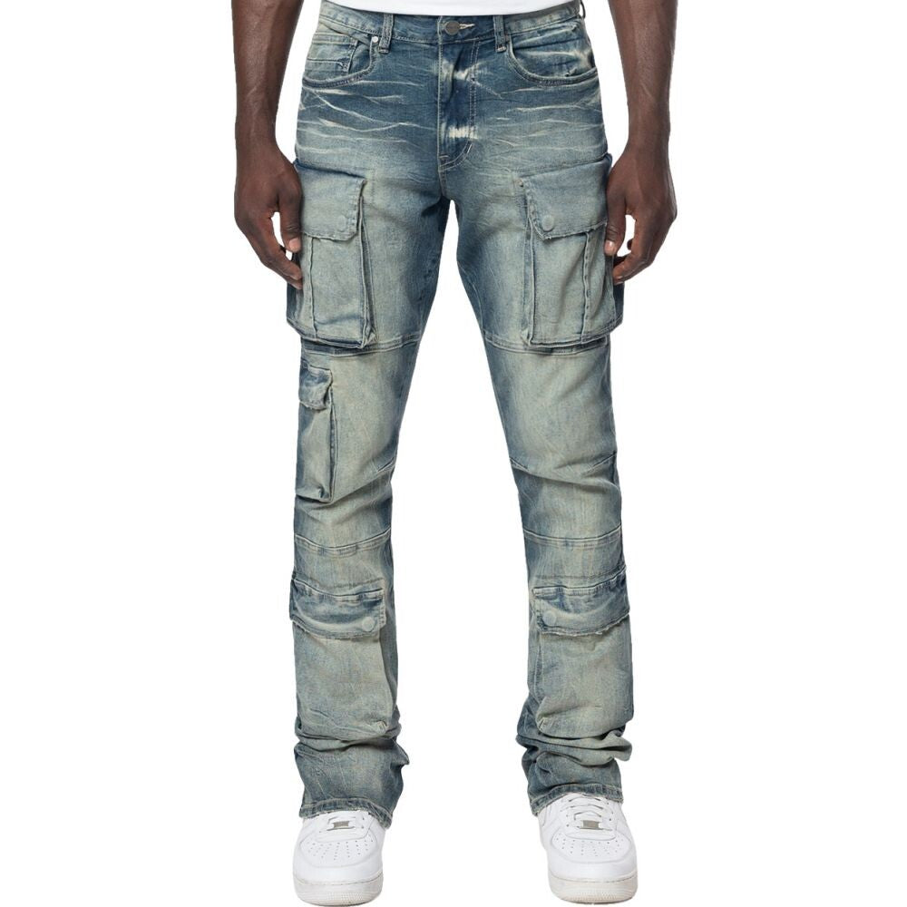 Smoke Rise Stacked Utility Multi Pocket Cargo Men's Jeans Village Blue jp24143-vb