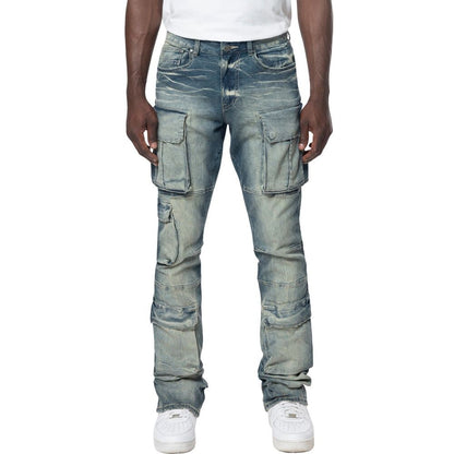 Smoke Rise Stacked Utility Multi Pocket Cargo Men's Jeans Village Blue jp24143-vb