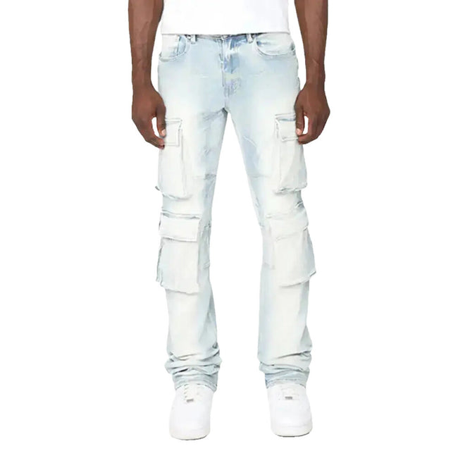 Smoke Rise Cargo Fashion Stacked Men's Jeans Santorini Blue jp25143-sb