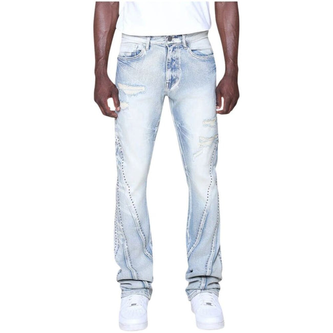 Smoke Rise Barbwire Rhinestone Men's Jeans Cascade Blue jp25637-cb