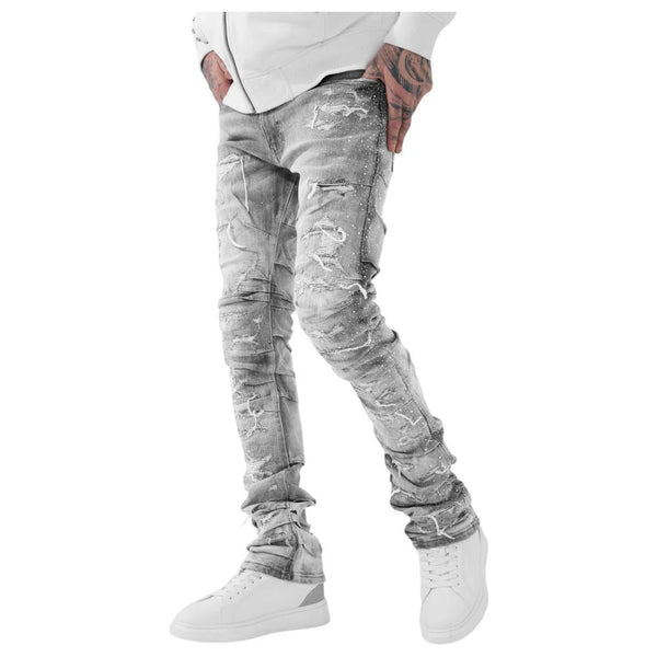 See You In Paradise Super Skinny Stacked Men's Jeans Cement Wash jtfp2323-cw