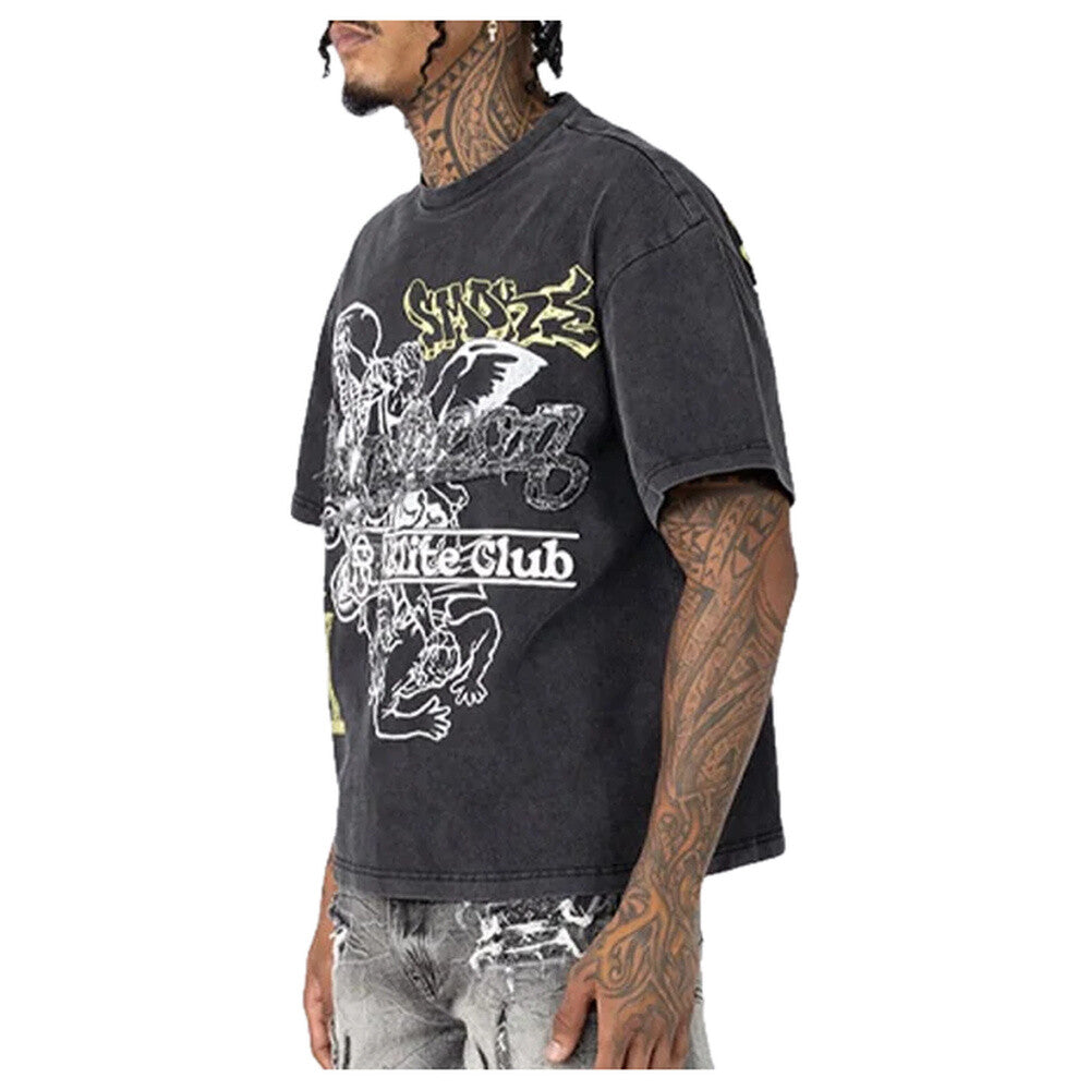 Smoke Rise Elite Club Wide Cropped Men's T-Shirt Black kt25263-black