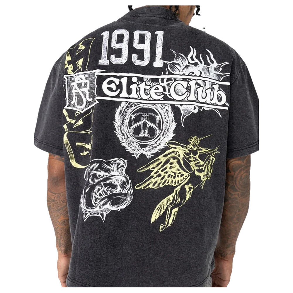 Smoke Rise Elite Club Wide Cropped Men's T-Shirt Black kt25263-black