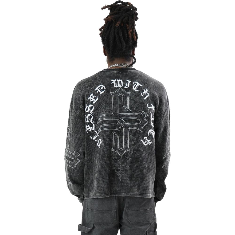 Smoke Rise Blessed With Faith Waffle Mens T-Shirt Black kt26p563-1xz