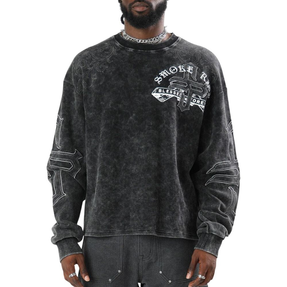 Smoke Rise Blessed With Faith Waffle Mens T-Shirt Black kt26p563-1xz