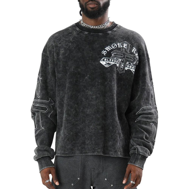 Smoke Rise Blessed With Faith Waffle Mens T-Shirt Black kt26p563-1xz
