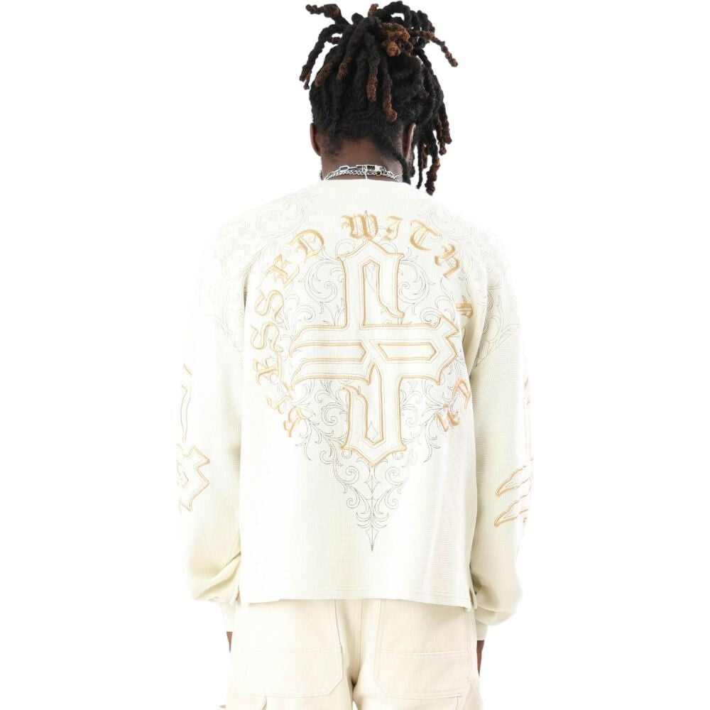 Smoke Rise Blessed With Faith Waffle Men's Tee Turtledove kt26p563-2op