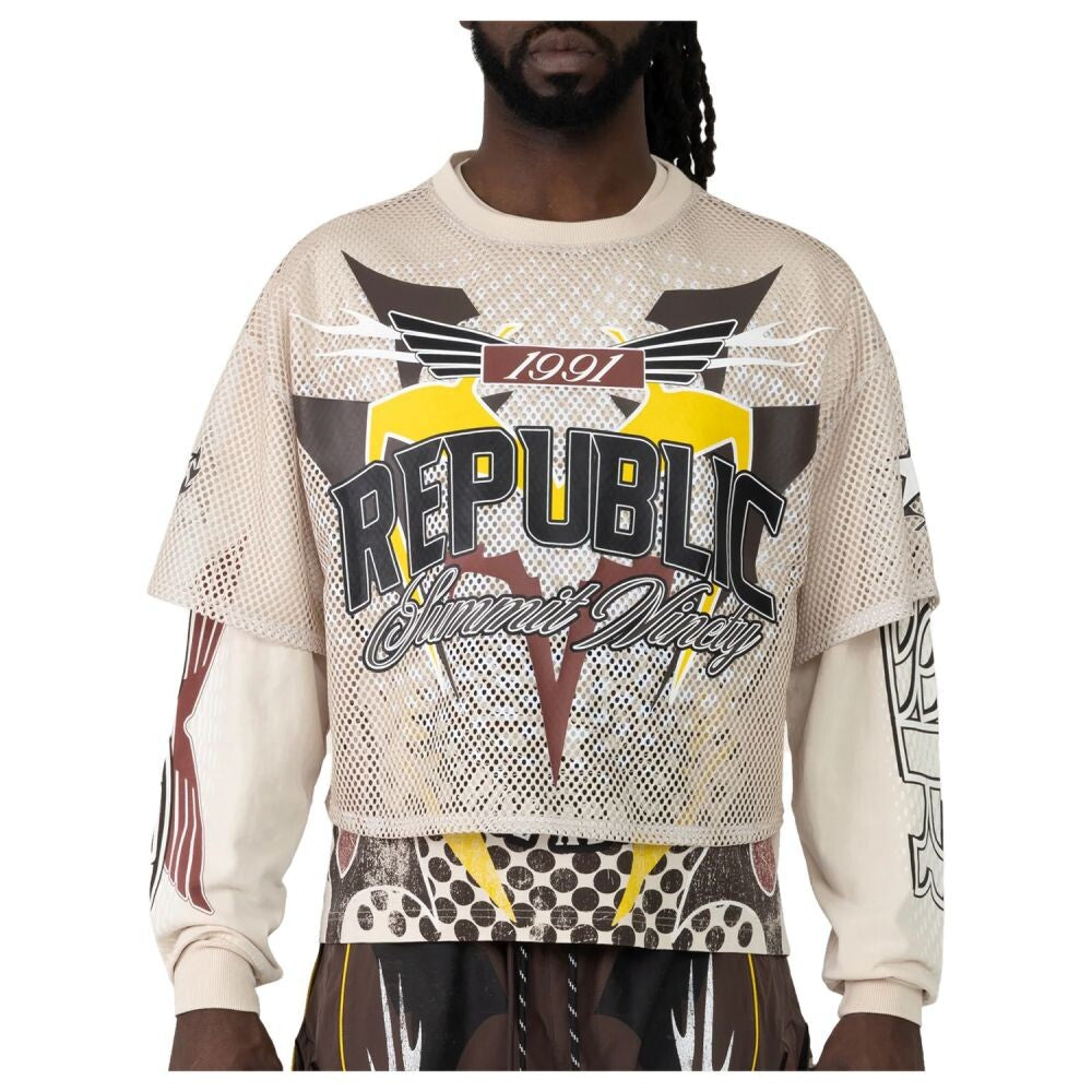 Smoke Rise Wide Cropped Republic 2-Fer Men's Long Sleeve Tee Castle kt26s451-castle