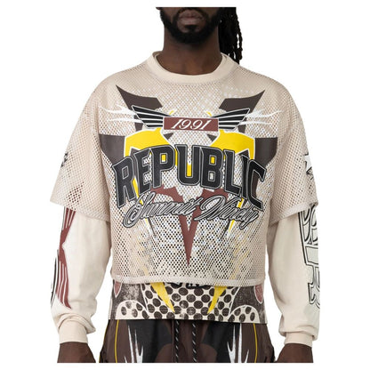 Smoke Rise Wide Cropped Republic 2-Fer Men's Long Sleeve Tee Castle kt26s451-castle